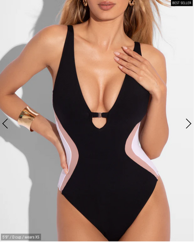 Brazilian Plungey Keyhole - Contour Black/Rose/White