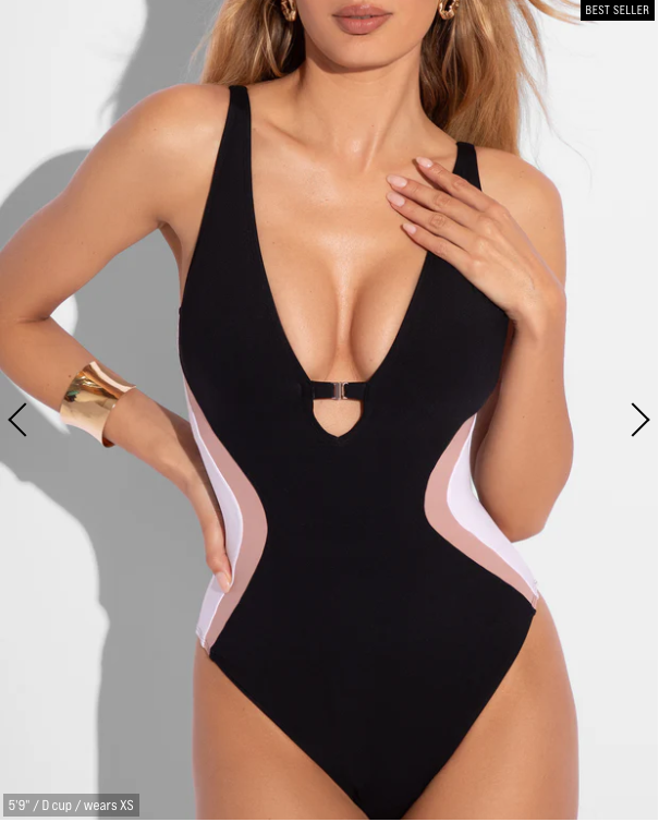 Brazilian Plungey Keyhole - Contour Black/Rose/White