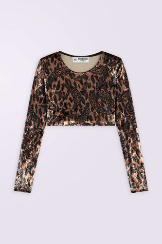 Banimalier Velour Crop Top Brown