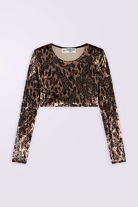 Banimalier Velour Crop Top Brown